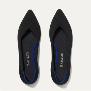 Rothy's Black Flats with Blue Trim